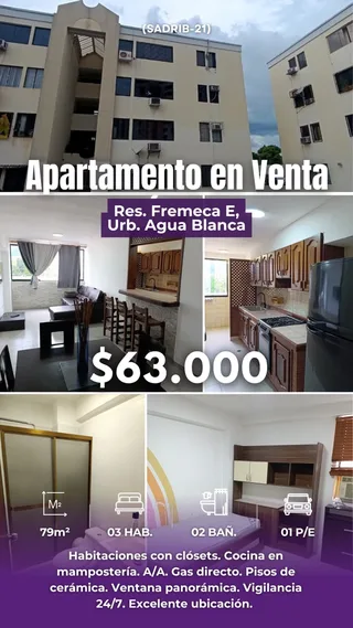 Apartamento en Agua Blanca Resd Frameca E